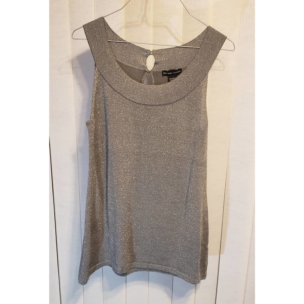 New York & Company size medium silver shimmery sleeveless blouse